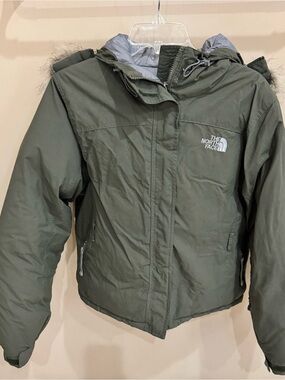 The North Face Olive Green Puffer Jacket with Hood